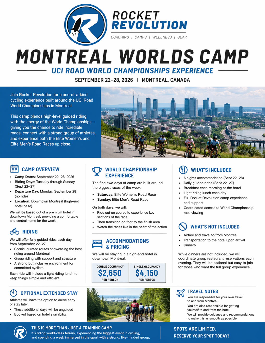 Montreal Worlds RocketCamp Deposit
